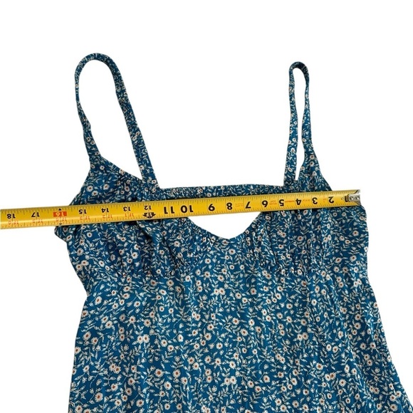 Princess Polly Georgia Blue Flroal Print Open Back Side Slit Midi Dress Size 10 - Picture 11 of 17